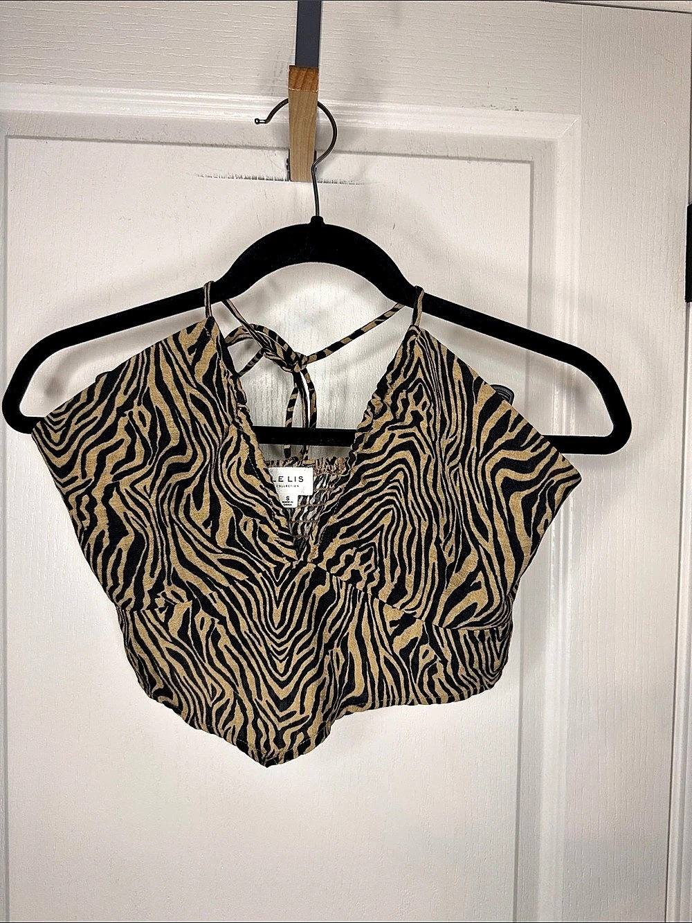LE LIS Animal Print Crop Top in Brown & Black Size Small Like New